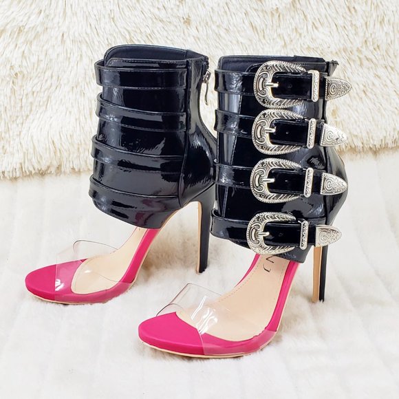 Western Inspired Buckle Multi Strap 5" High Heel Bridget - Picture 8 of 11